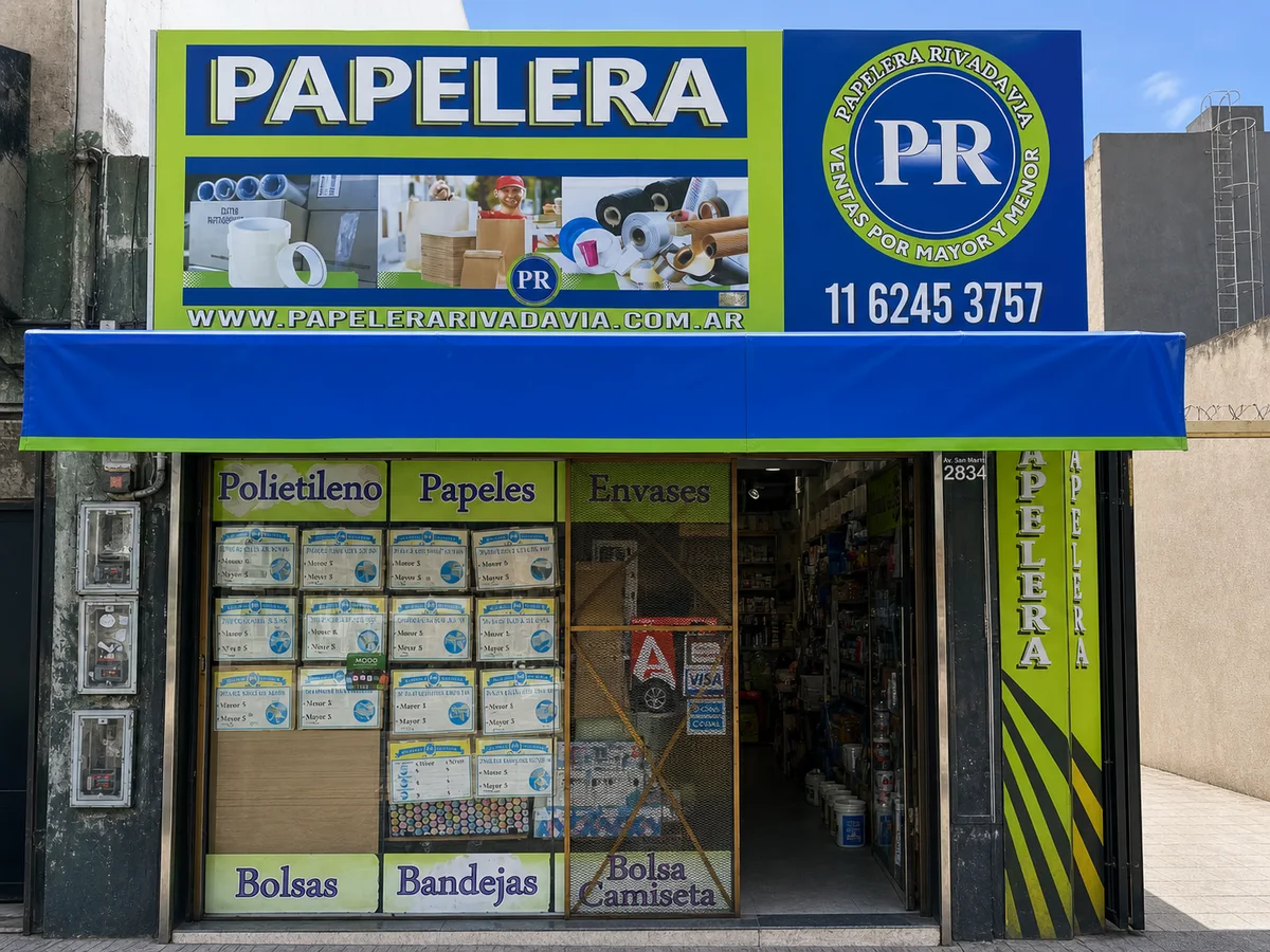 Fachada de Papelera Rivadavia en Caseros